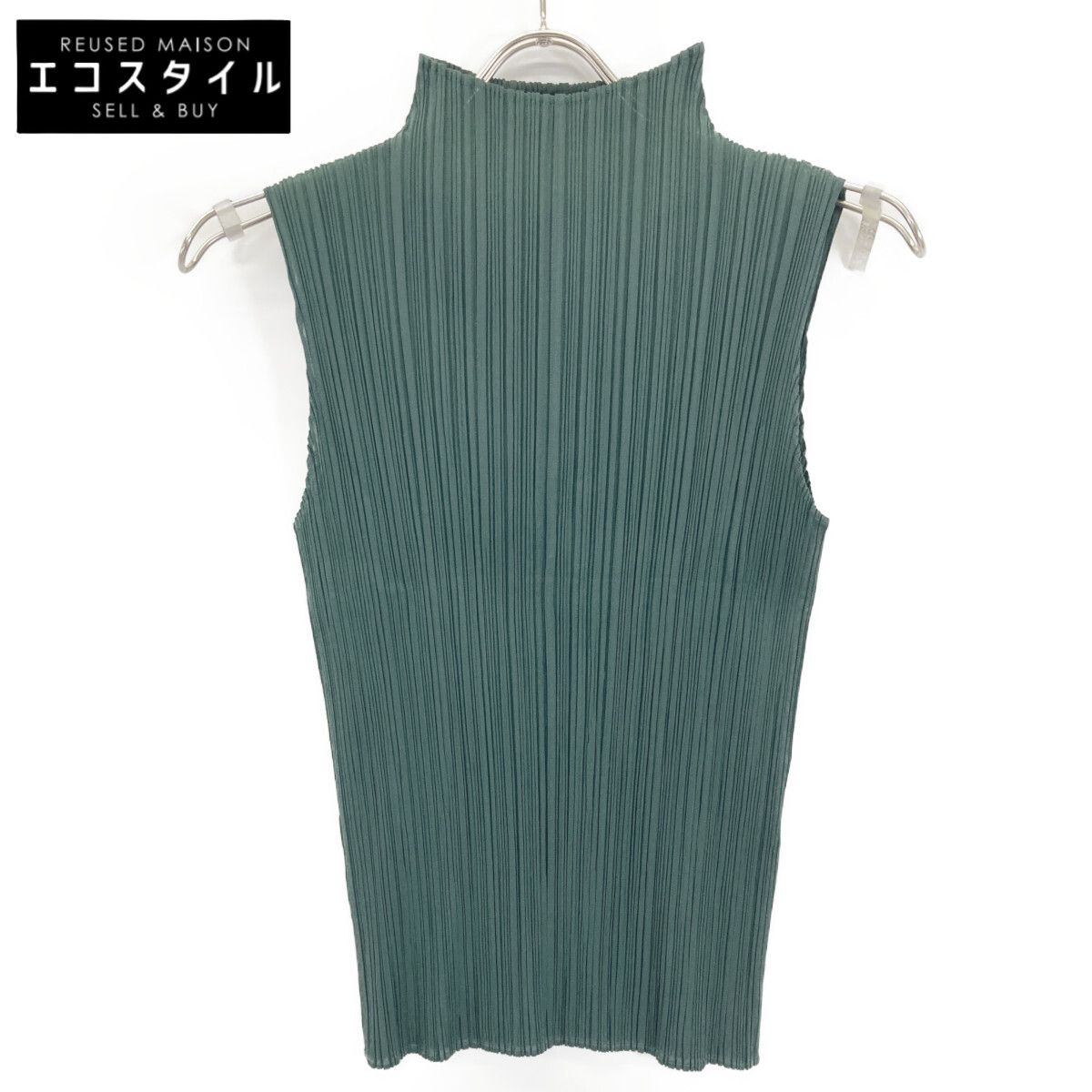 PLEATS PLEASE　プリーツプリーズ　PP55JK802 ダークグリーン NEW COLORFUL ノースリーブ カットソー　3