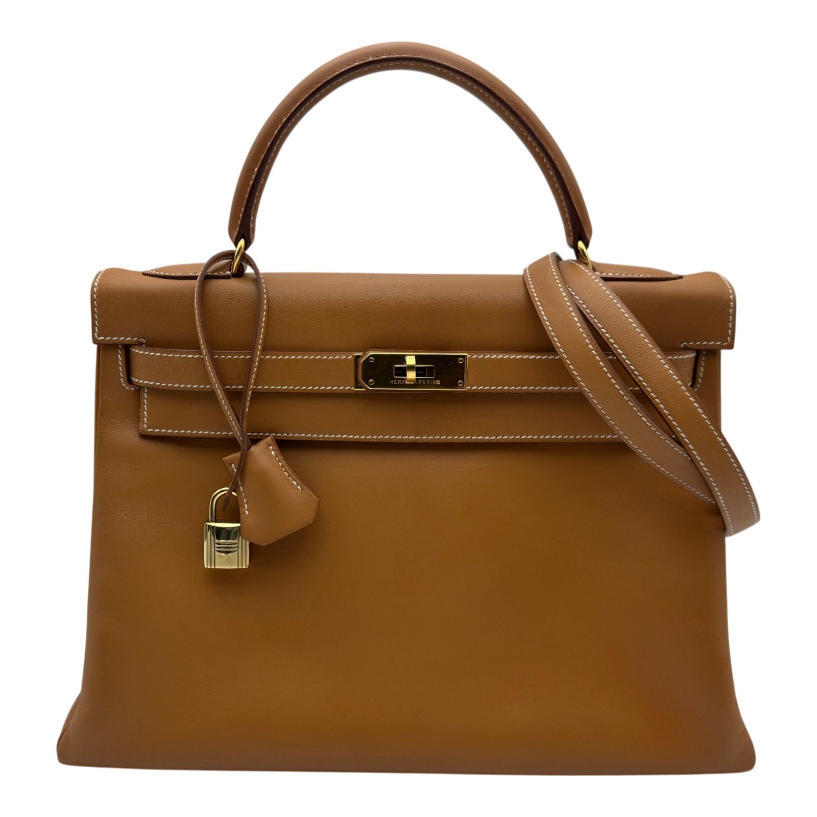エルメス HERMES ケリー32 内縫い 〇X刻 ナチュラル ゴールド金具 ヴァッシュ レディース ショルダーバッグ