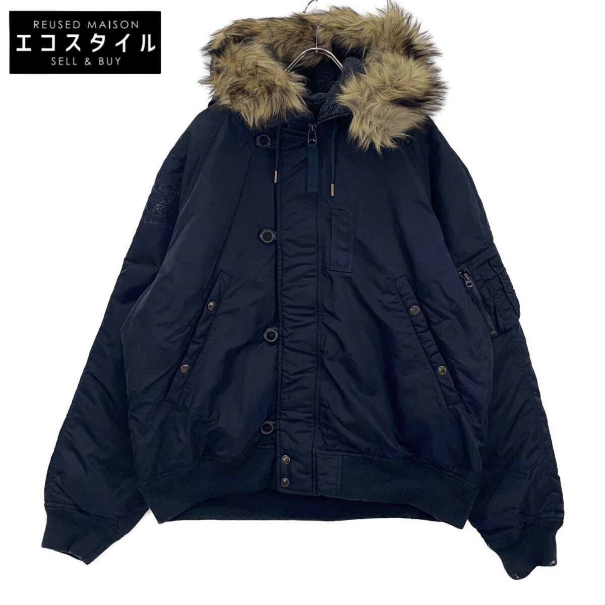 POLO RALPH LAUREN　ポロ ラルフローレン　ネイビー ナイロン ブルゾン ダウンジャケット　XXL