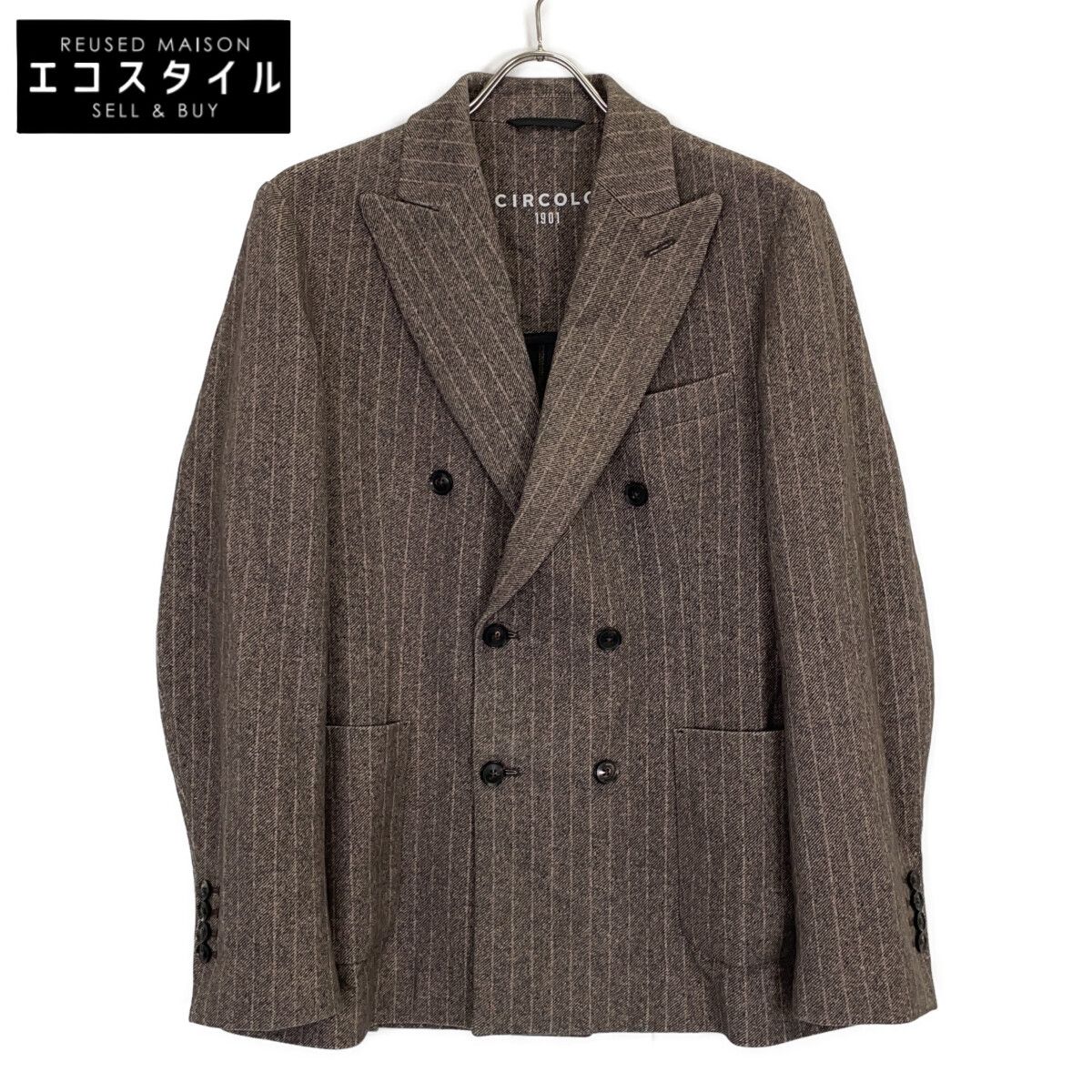 CIRCOLO1901　チルコロ1901　CN4109 ブラウン ピークドラペル ダブルブレスト ジャケット　48