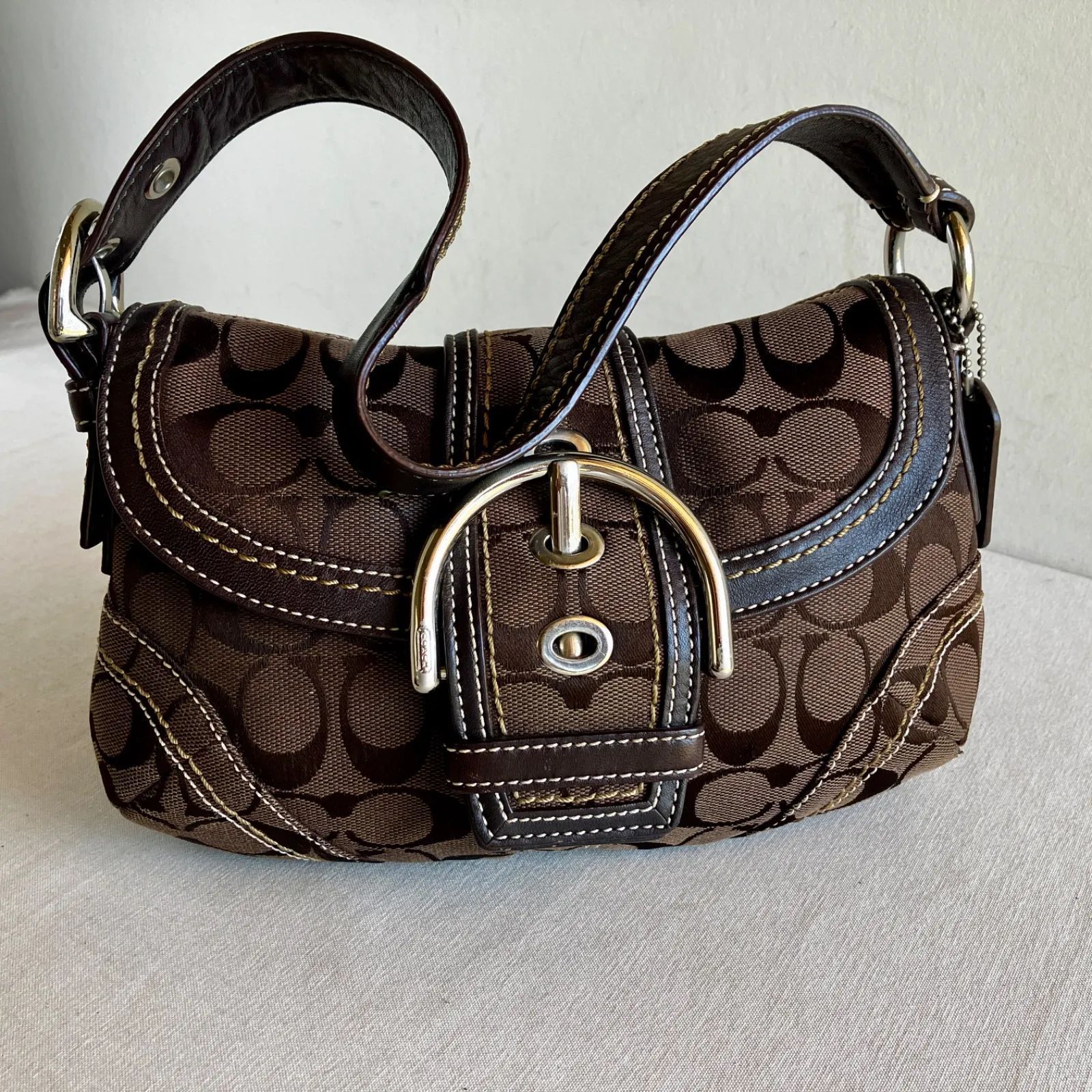 Vintage Coach Dark Brown Signature Small Flap Soho Shoulder Bag Y2K