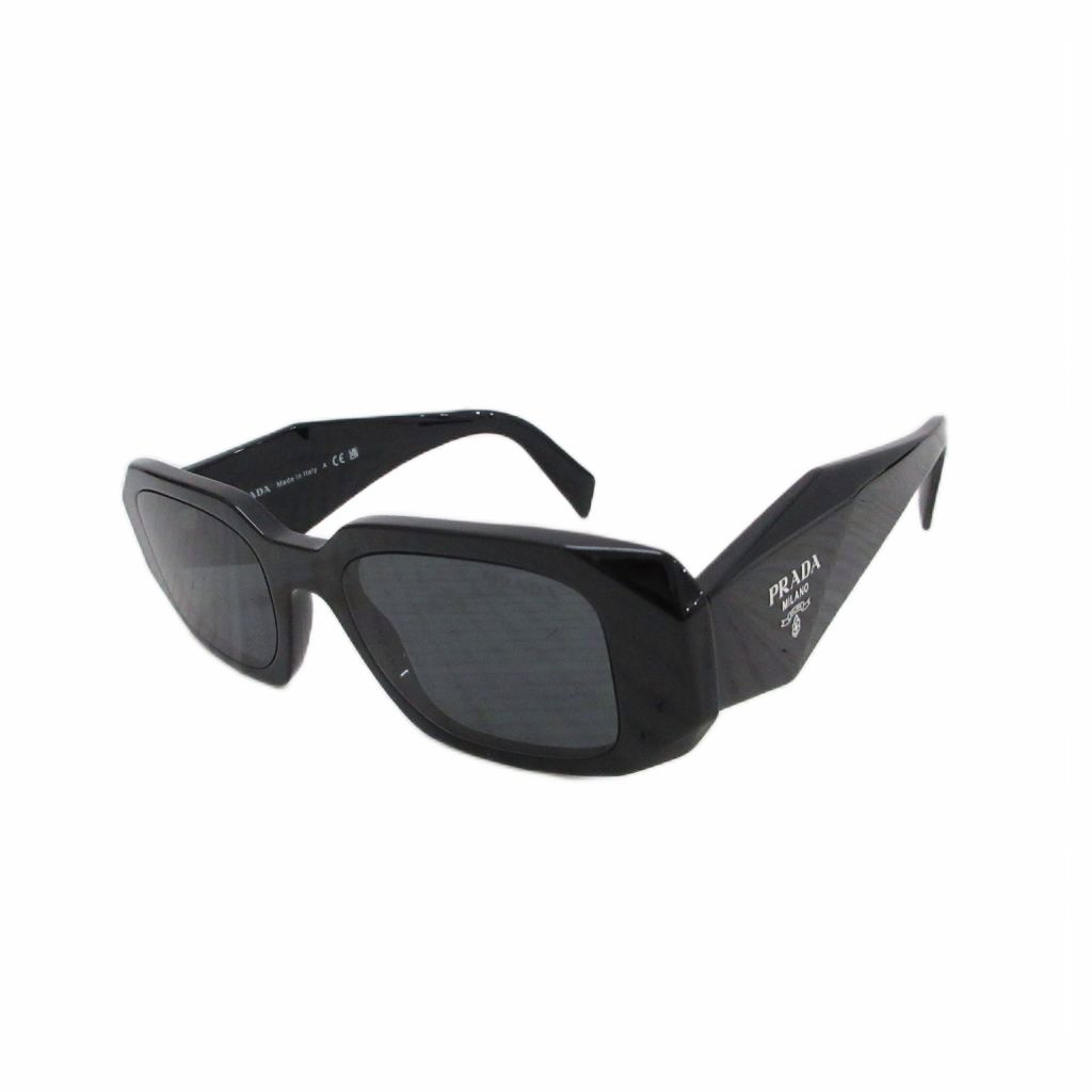 プラダ PRADA シンボルサングラス アイウェア 眼鏡 トライアングルロゴ スクエア セルフレーム 黒 ブラック SPR 17W ☆AA★