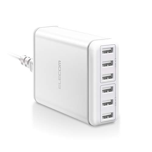 エレコム USB コンセント 充電器 合計60W USB-A×6 【 iPhone SE3,15,14,13,12 / iPad / Android 対応】 ホワイト EC-ACD01WHkoe a77b71a1
