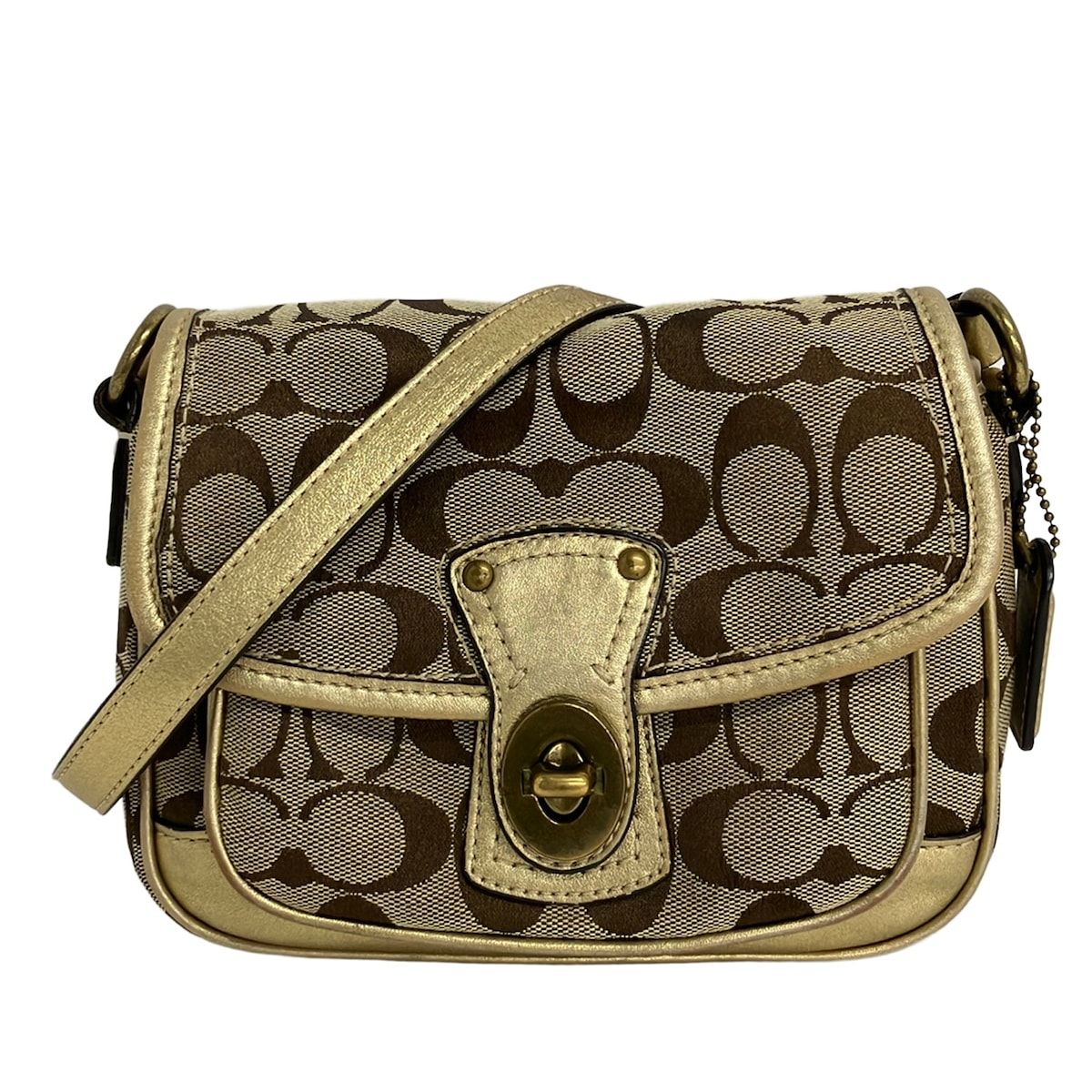 COACH(コーチ) ショルダーバッグ シグネチャークリケットショルダーバッグ F10566 カーキ×ゴールド レザー
