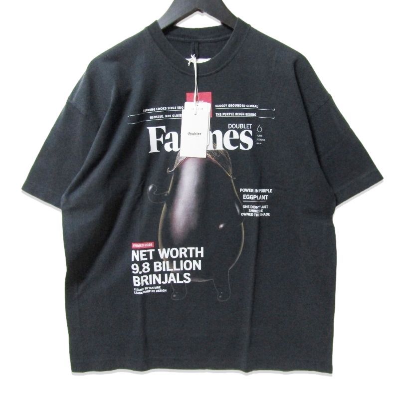 未使用 doublet ダブレット FARMES MAGAZINE COVER T-SHIRT 26SS34CS430 半袖Ｔシャツ グラフィックプリント ブラック 黒 S 27113780