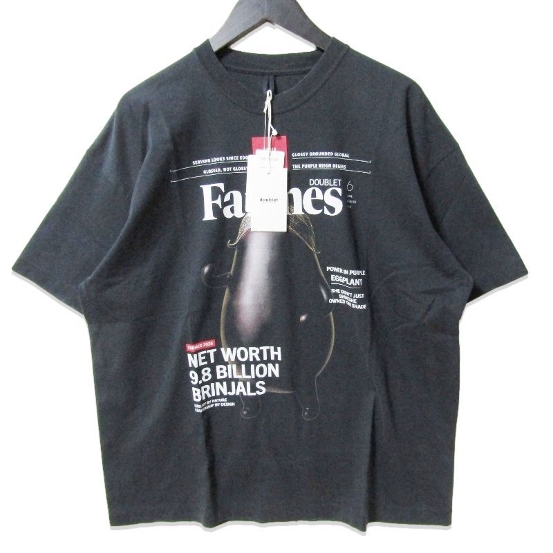 未使用 doublet ダブレット FARMES MAGAZINE COVER T-SHIRT 26SS34CS430 半袖Ｔシャツ グラフィックプリント ブラック 黒 M 27113781