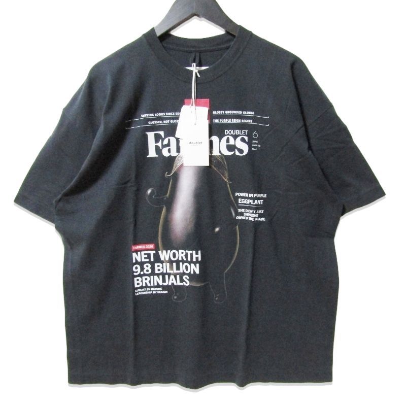 未使用 doublet ダブレット FARMES MAGAZINE COVER T-SHIRT 26SS34CS430 半袖Ｔシャツ グラフィックプリント ブラック 黒 L 27113782