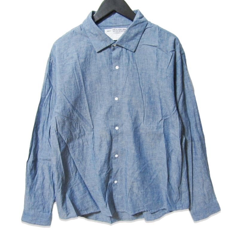 美品 YAECA ヤエカ コンフォートシャツ 15061104 長袖シャツ Comfort Shirt Extra Wide ブルー S 27113816