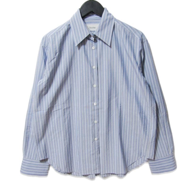 Ernie Palo アーニーパロ 長袖シャツ EP09FSH01 Silk Cotton Stripe Shirt レディース ストライプ シルク コットン ブルー 36 27113834