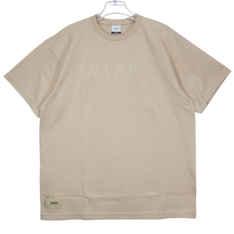 新品 WTAPS ダブルタップス 23SS COLLEGE/SS/COTTON 231ATDT-STM06S カレッジ ショートスリーブ コットン Tシャツ ベージュ クルーネック 半袖 カットソー サイズ02(M) June