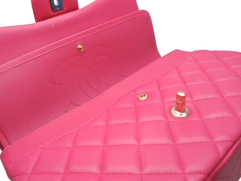 CHANEL シャネル デカマトラッセ30 Wフラップ Wチェーンショルダーバッグ 21番台 ココマーク ラムスキン ピンク ゴールド金具 美品 中古 4b012368