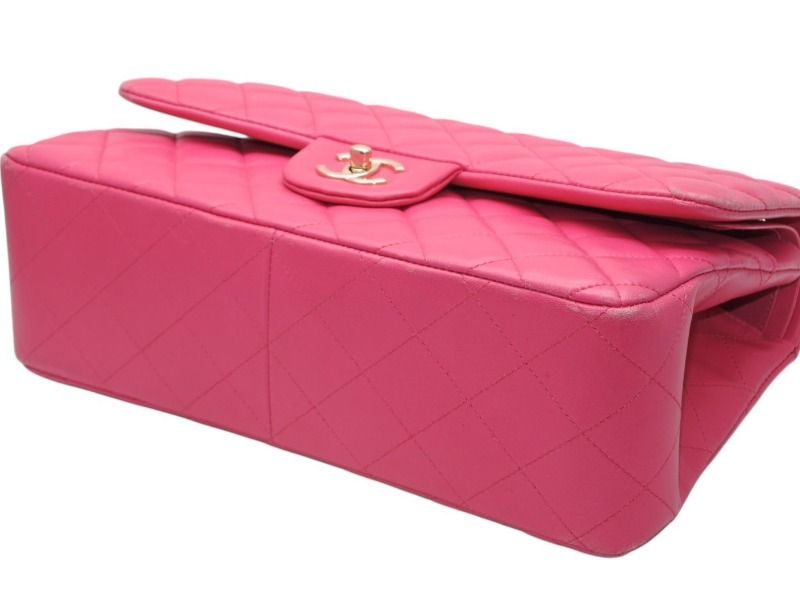 CHANEL シャネル デカマトラッセ30 Wフラップ Wチェーンショルダーバッグ 21番台 ココマーク ラムスキン ピンク ゴールド金具 美品 中古 4b012368