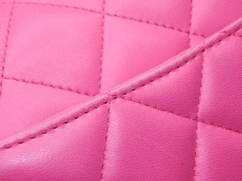 CHANEL シャネル デカマトラッセ30 Wフラップ Wチェーンショルダーバッグ 21番台 ココマーク ラムスキン ピンク ゴールド金具 美品 中古 4b012368