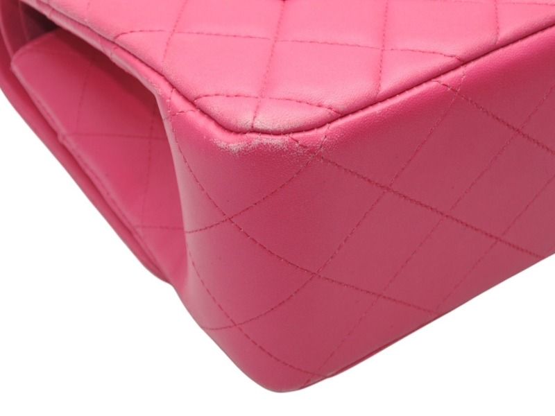 CHANEL シャネル デカマトラッセ30 Wフラップ Wチェーンショルダーバッグ 21番台 ココマーク ラムスキン ピンク ゴールド金具 美品 中古 4b012368