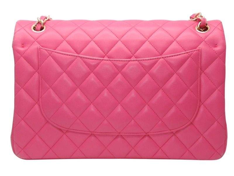 CHANEL シャネル デカマトラッセ30 Wフラップ Wチェーンショルダーバッグ 21番台 ココマーク ラムスキン ピンク ゴールド金具 美品 中古 4b012368