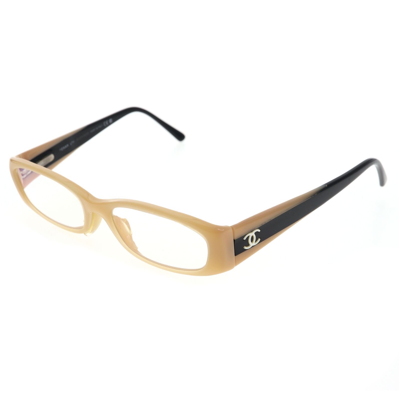 【中古】CHANEL シャネル バイカラー メガネフレーム 老眼レンズ入り レディース メンズ ベージュ ブラック ブランド