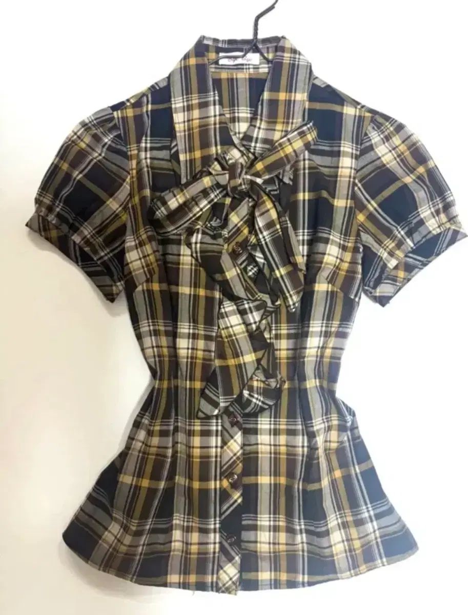 シャツ チェック柄 ヴィンテージ 服 出品 日本ブランド キャラチェンジ 半袖 リボン シャツ ギャル LIZ LISA