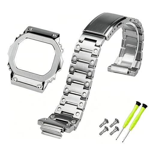 [Zealbeaty] V4.0用 コンパチブル G-SHOCK ステンレススチール時計バンドGW-M5610 DW5600 GW-5000 DW-5030 G-5600 ウォッチバンドとケースソリッドスチールベゼルe 2758888a