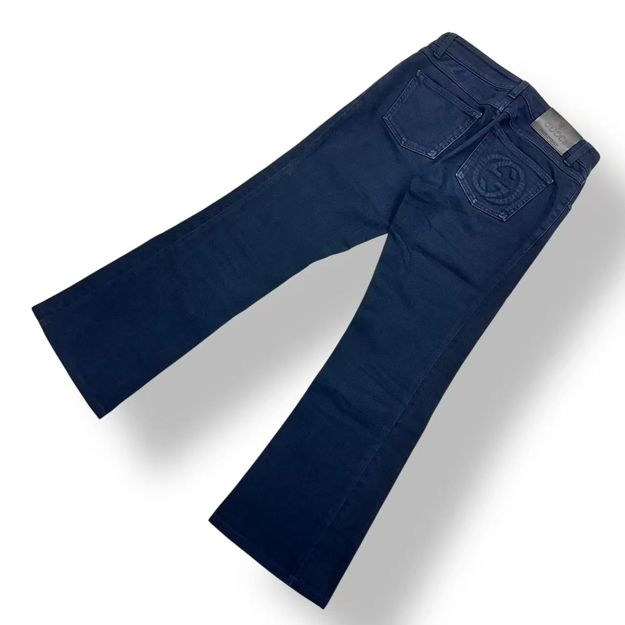極美品 GUCCI グッチ ブーツカットデニムパンツ ネイビー サイズ38
