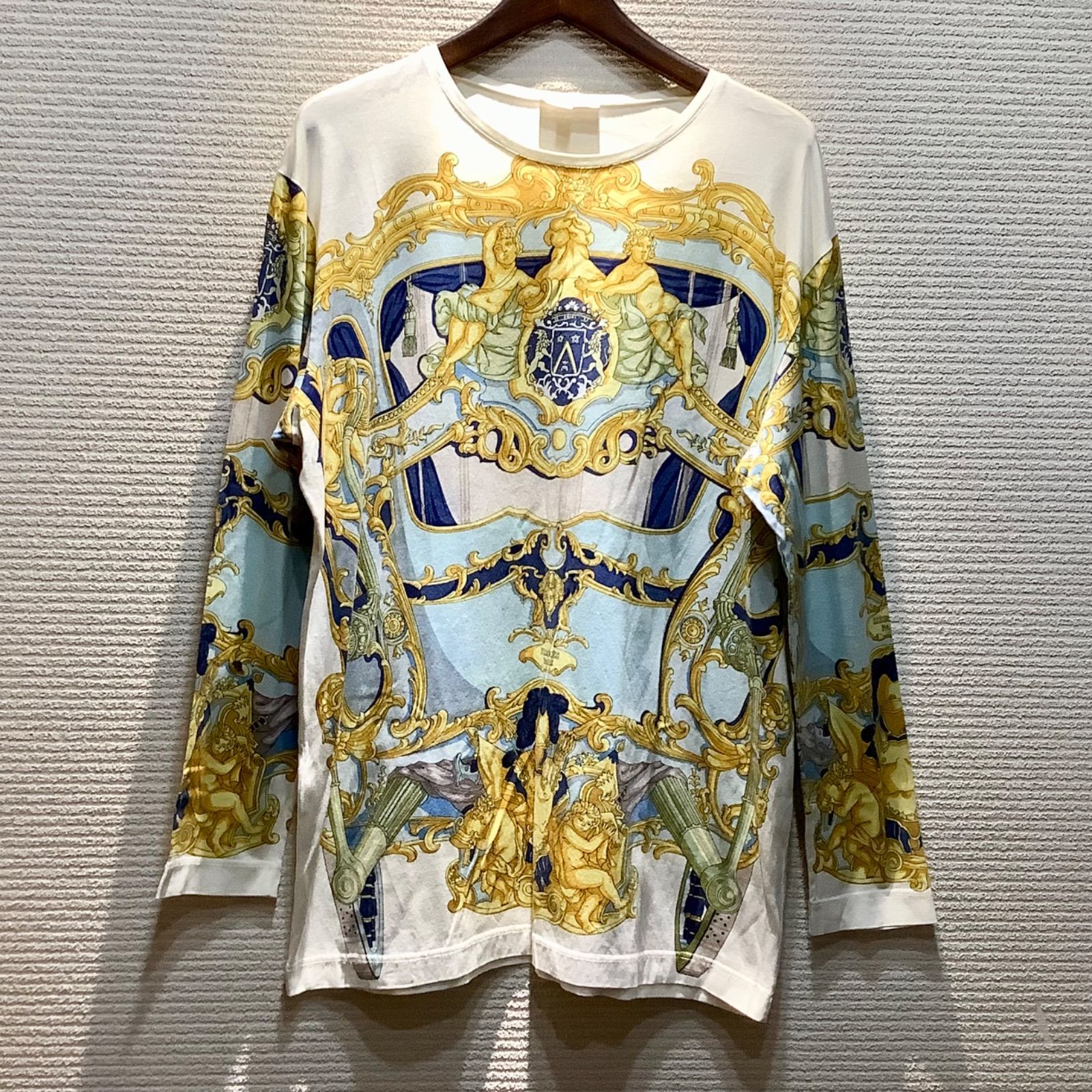 エルメス HERMES VINTAGE ヴィンテージ GrandCarrosse バロック柄 カットソー ロングTシャツ 長袖 [L] レディース H509/Y15