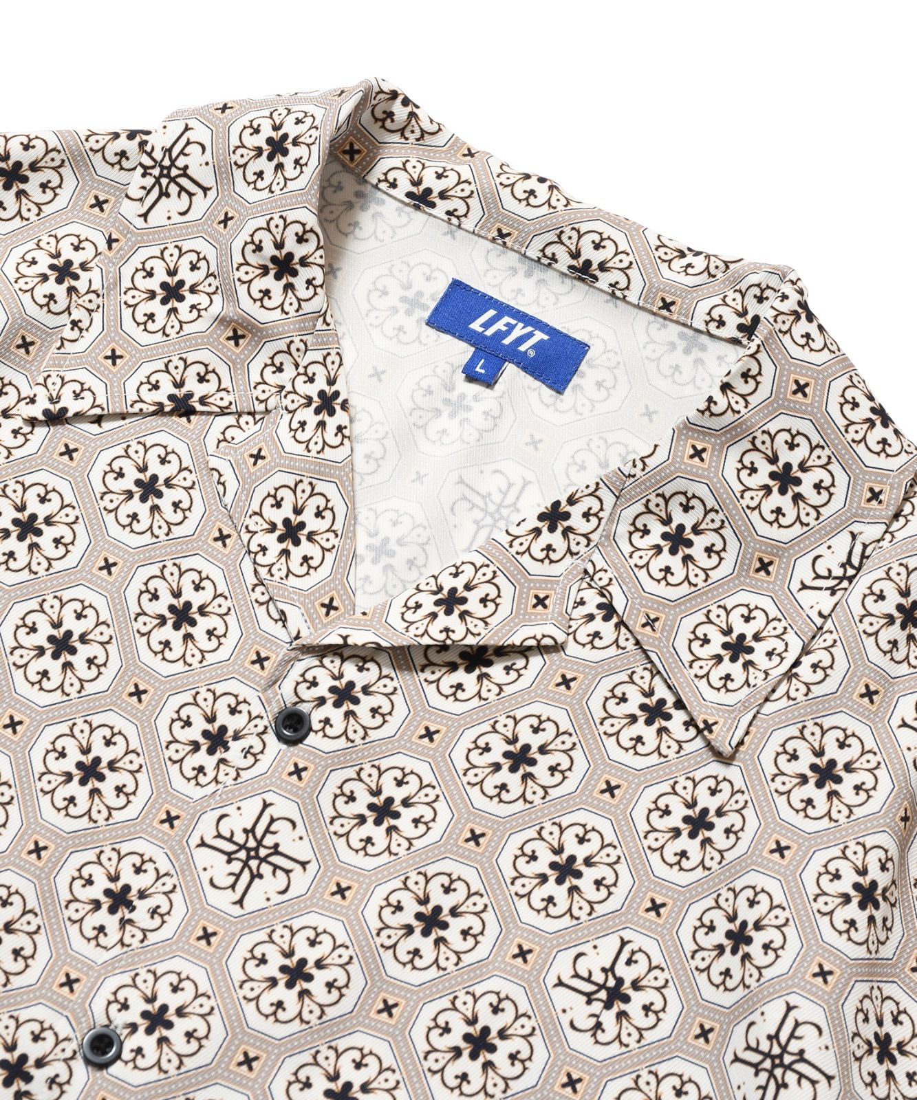 LFYT エルエフワイティー ARABESQUE PATTERN OPEN COLLAR SHIRT 半袖シャツ LS260206 WHITE XLサイズ