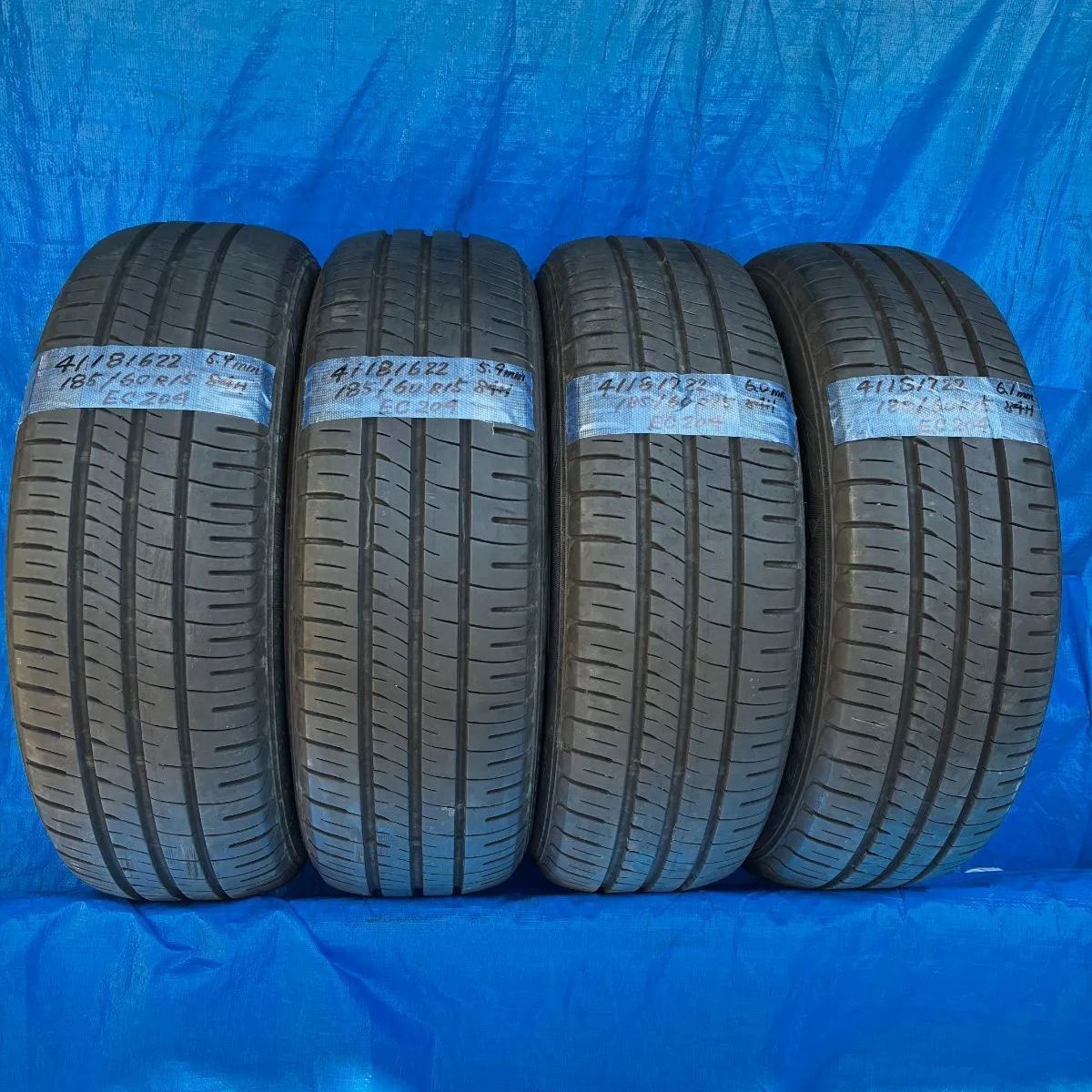(4118) 185/60R15 84H DUNLOP ENASAVE EC204 2022年製 4本 中古品【北海道・沖縄・個人宅への配送は別途送料が必要　法人宛で送料無料！一般・個人のお客様も大歓迎！(説明欄参照)】