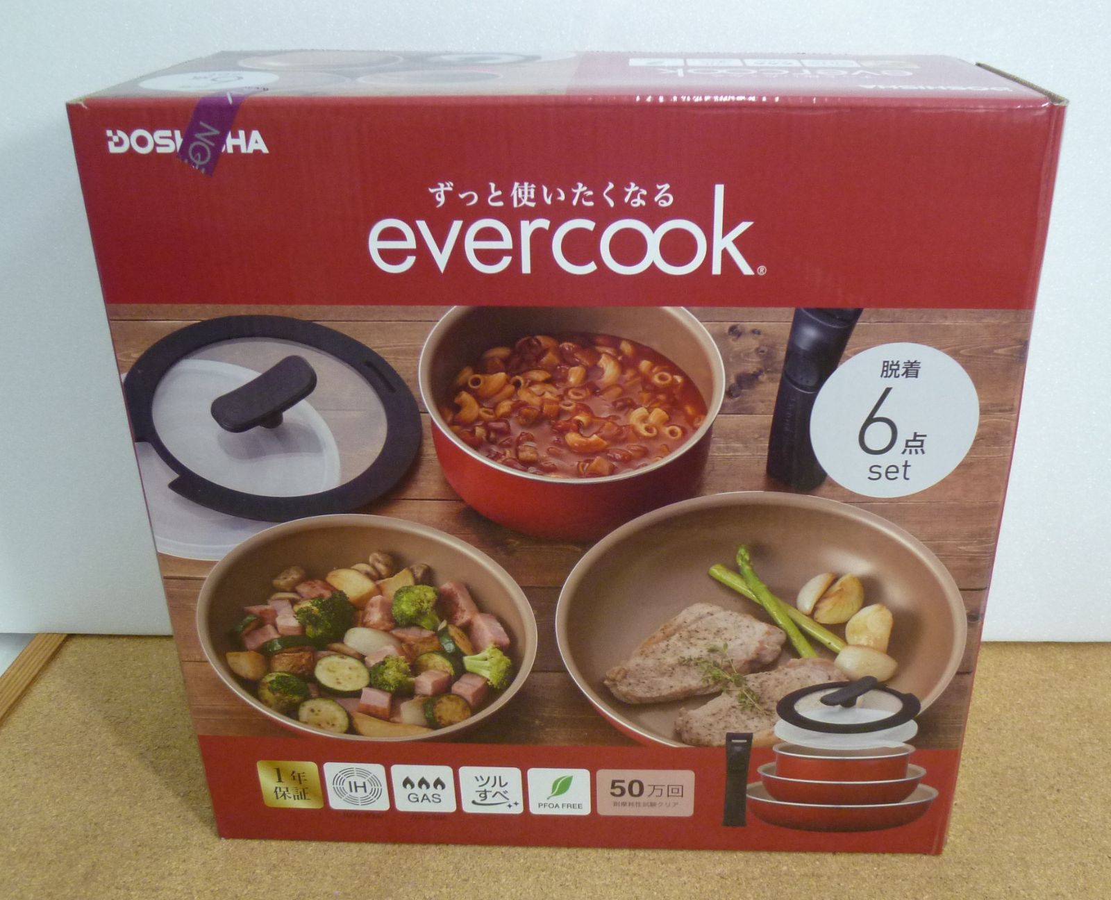 未使用品　ドウシシャ　evercook　6点セット　フライパン　ポット　フタ　取っ手　ドウシシャ　エバークック