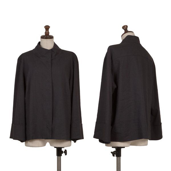 イッセイミヤケ ハートISSEY MIYAKE HaaT リネン混紡スナップボタンジャケット 紫2