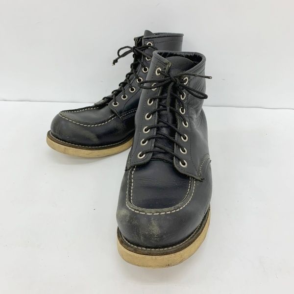 RED WING レッドウィング 8130 ワークブーツ シューズ アイリッシュセッター モックトゥ　羽根タグ メンズ US9 1/2 ブラック 靴 DF19152■