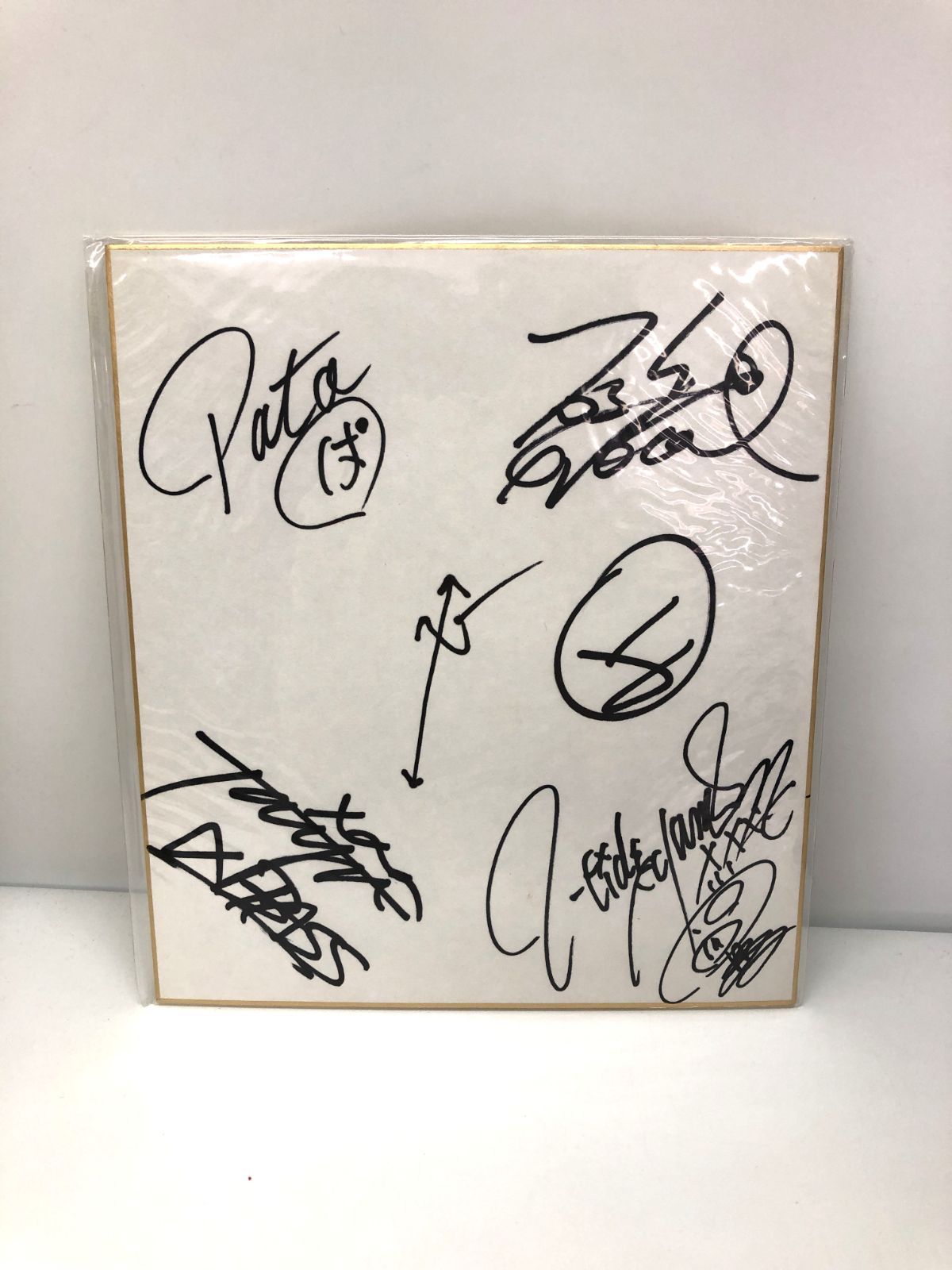 直筆 サイン色紙 X YOSHIKI ヨシキ HIDE ヒデ Toshl トシ PATA パタ TAIJI タイジ X JAPAN 平成2年 当時もの A9