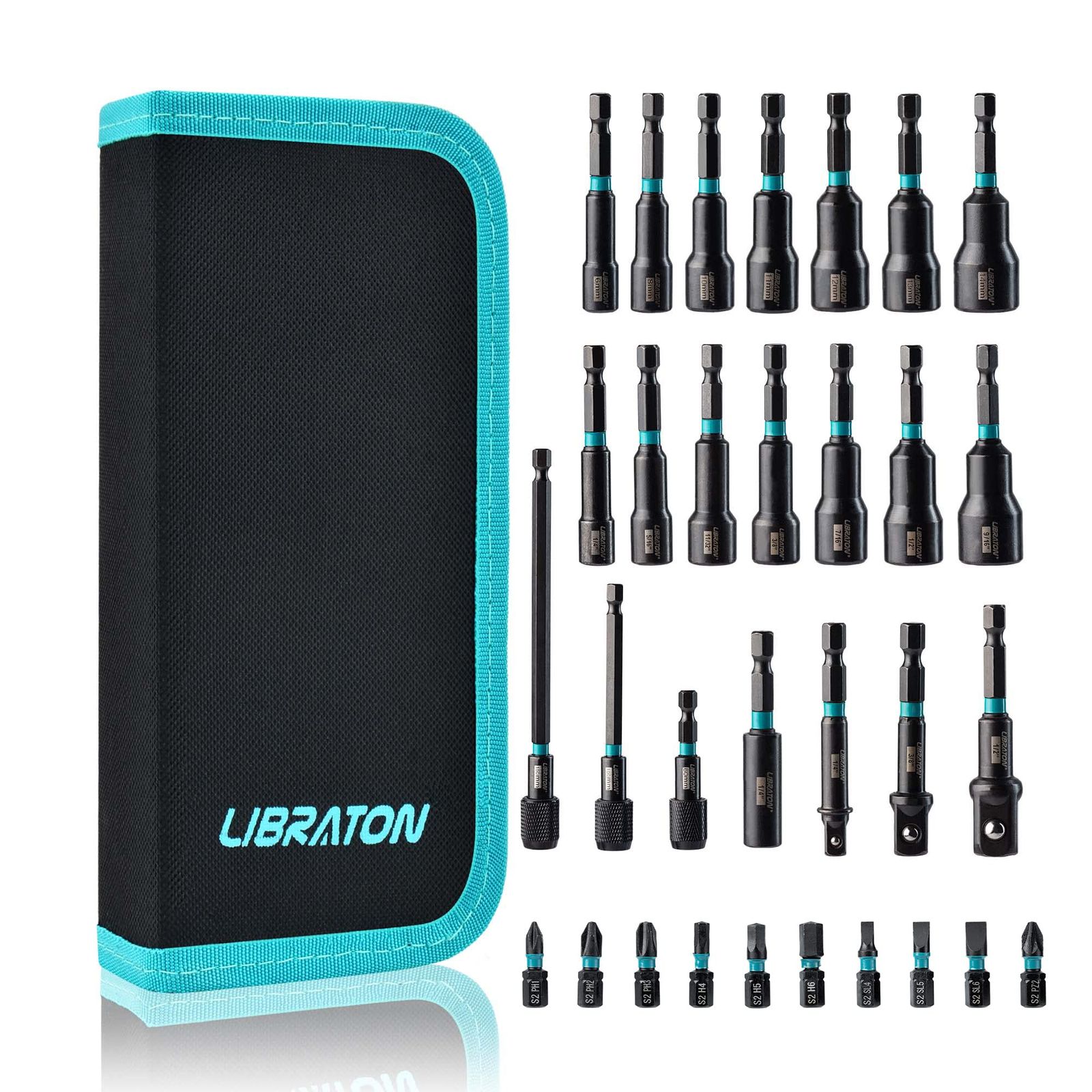 Libraton インパクトソケットセット 31本組 電動ドリルドライバーソケットビット 1/4