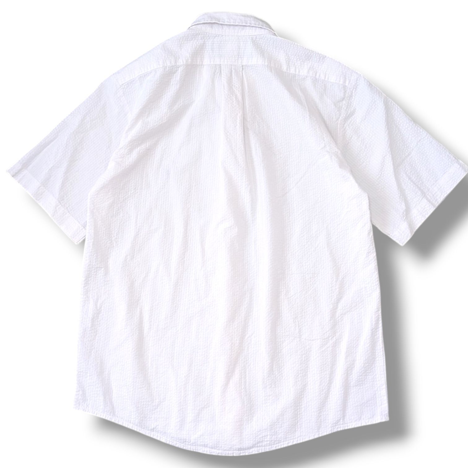 Ralph Lauren 00s Y2K ラルフローレン ボックスシルエット BDシャツ XLサイズ シアサッカー ホースロゴ 刺繍 CLASSIC FIT 白 ホワイト メンズ 春夏