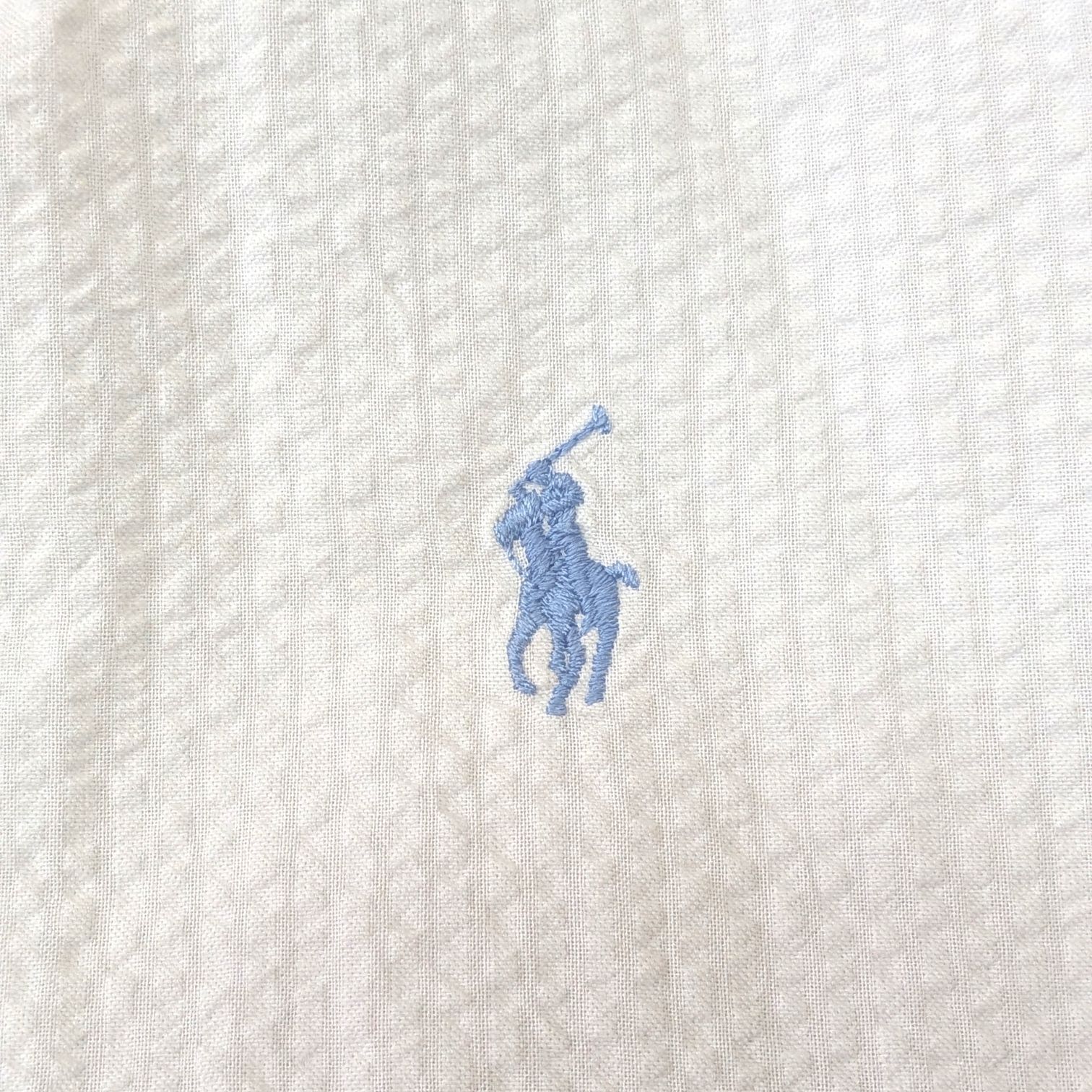 Ralph Lauren 00s Y2K ラルフローレン ボックスシルエット BDシャツ XLサイズ シアサッカー ホースロゴ 刺繍 CLASSIC FIT 白 ホワイト メンズ 春夏