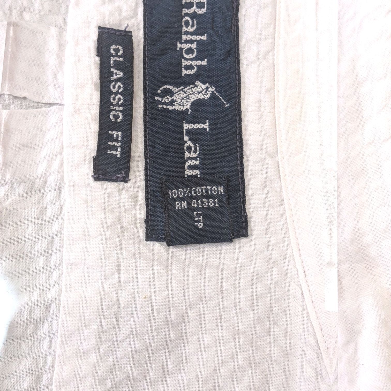 Ralph Lauren 00s Y2K ラルフローレン ボックスシルエット BDシャツ XLサイズ シアサッカー ホースロゴ 刺繍 CLASSIC FIT 白 ホワイト メンズ 春夏