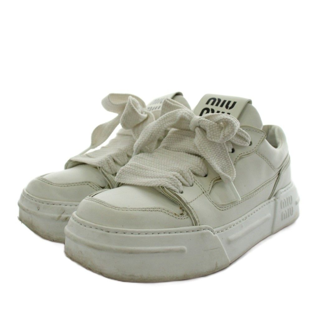 【最終値下げ】miumiu ミュウミュウ スニーカー　ロゴ　マテラッセ　34.5 ミュウミュウ miumiu スニーカー シューズ ロゴ 34.5 白 ホワイト 838