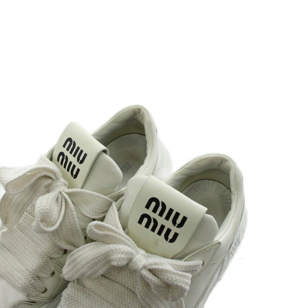ミュウミュウ miumiu スニーカー シューズ ロゴ 34.5 白 ホワイト 838
