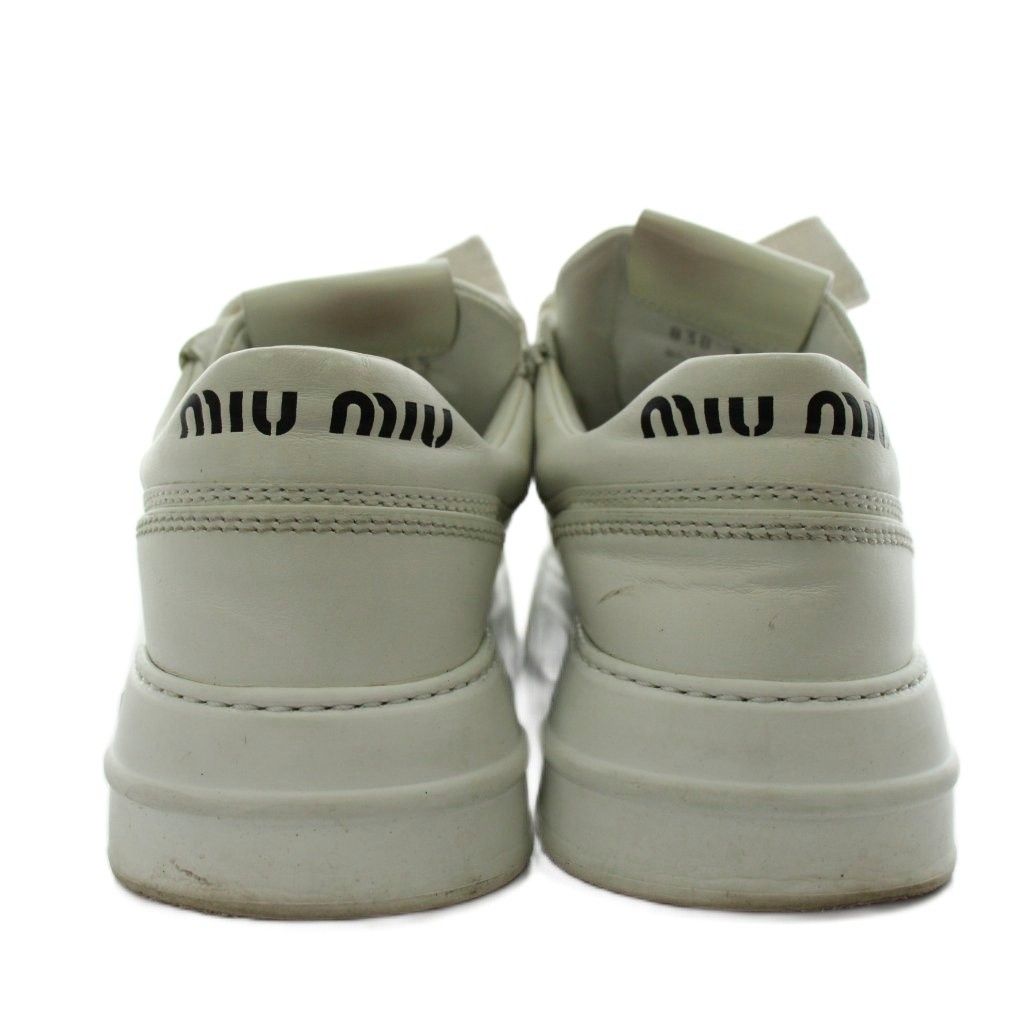 ミュウミュウ miumiu スニーカー シューズ ロゴ 34.5 白 ホワイト 838