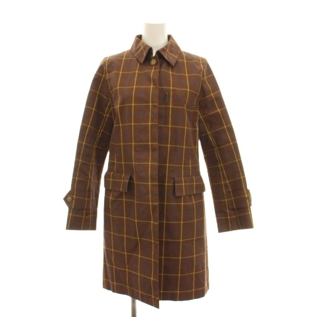マッキントッシュフィロソフィー MACKINTOSH PHILOSOPHY ステンカラーコート ロング アウター 38 茶色 ブラウン チェック MNJ03-827-50 /YM