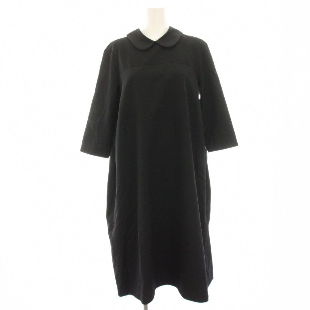 トリココムデギャルソン tricot COMME des GARCONS AD2015 ワンピース ミモレ ロング 七分袖 ウール M 黒 ブラック TP-O009 /HN
