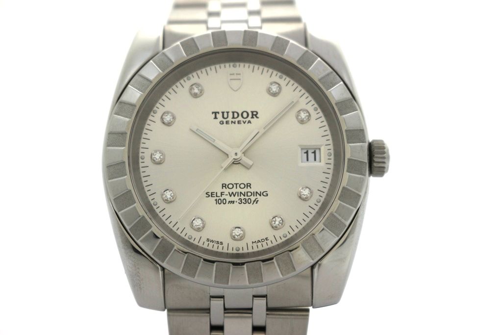 TUDOR チュードル/チューダー クラシックデイト 21010 シルバー 10ポイントダイヤ ステンレススチール メンズ 自動巻き 2148103902222 【200】【中古】 179,025円