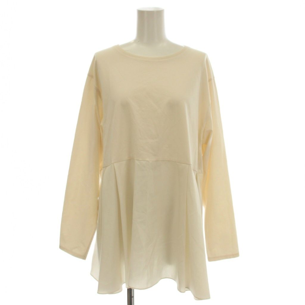 23区 オンワード樫山 24AW ナチュラルコットンベアコンビ ペプラム カットソー 長袖 44 ベージュ KKWWCA0337 /☆G