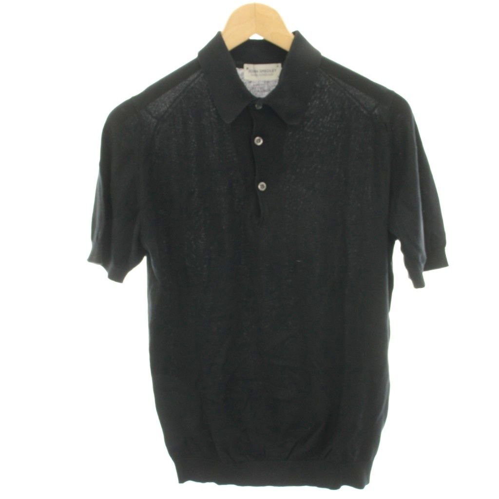 ジョンスメドレー JOHN SMEDLEY ポロニット カットソー 半袖 S 黒 