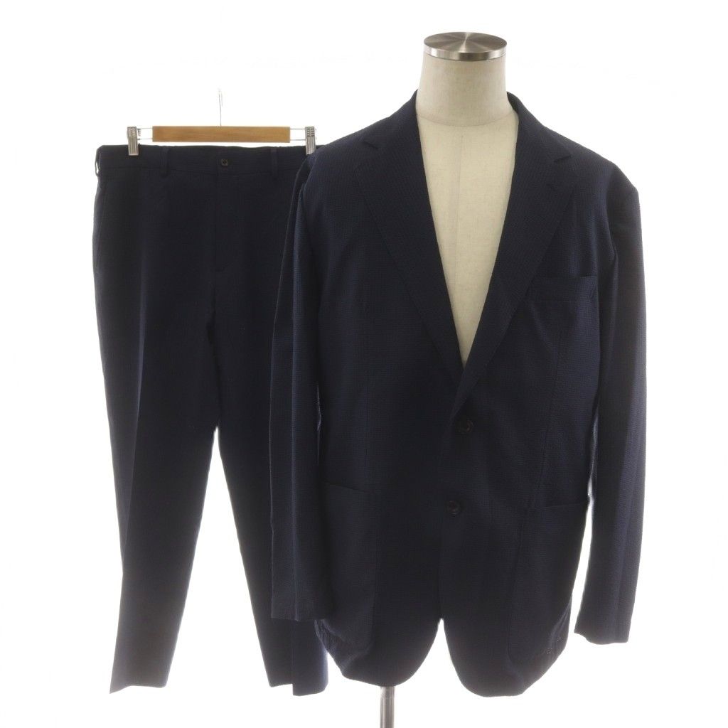 ゴタイリク GOTAIRIKU 23SS スーツ セットアップ AIRY MOVE DotAir2WAYストレッチサッカージャケット テーラード パンツ スラックス BL 紺 ネイビー JKGOSS0301,PPGOSS0301 /RR