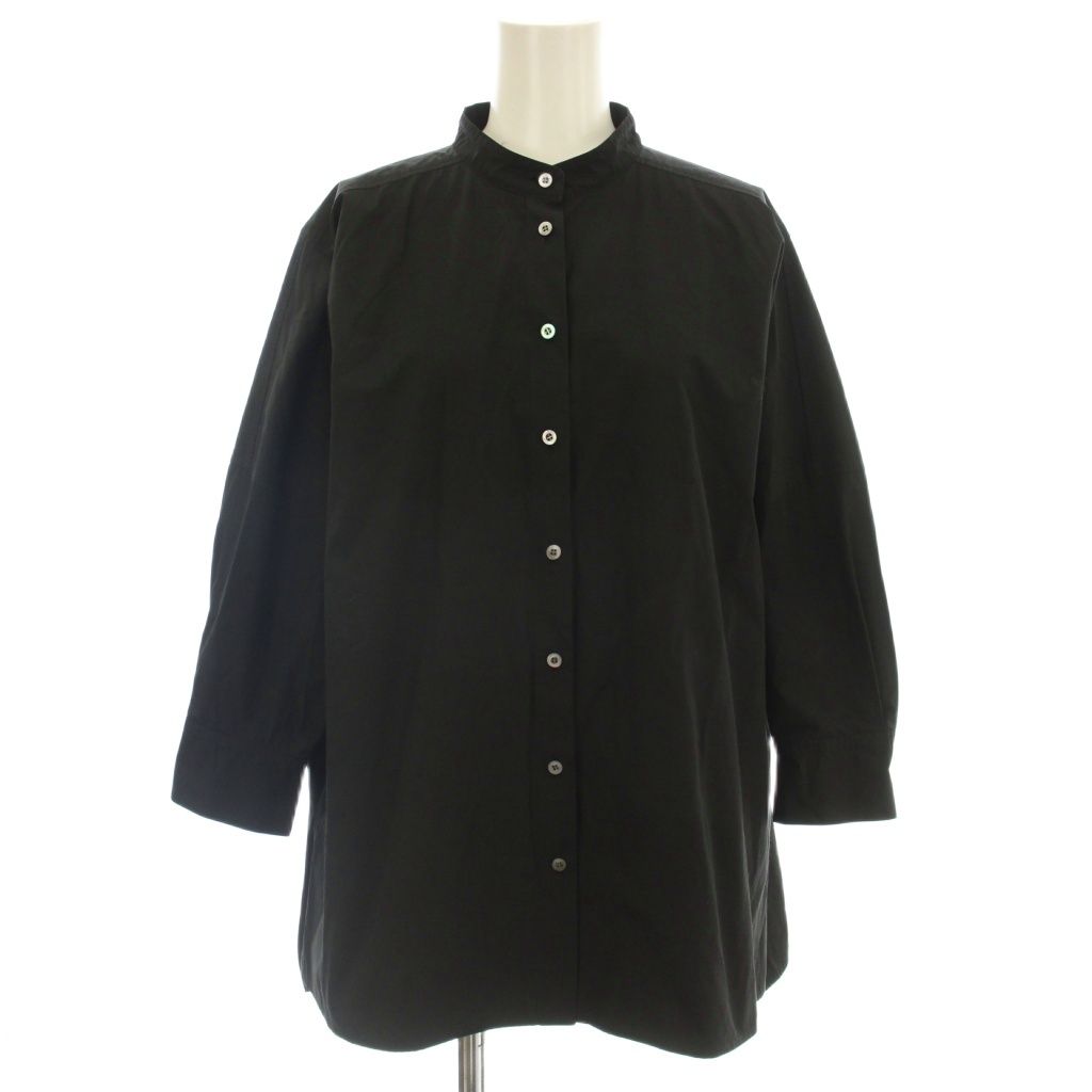 アドーア ADORE 23SS バンドカラーシャツ ブラウス 七分袖 38 黒 ブラック 531-3110413 /☆G