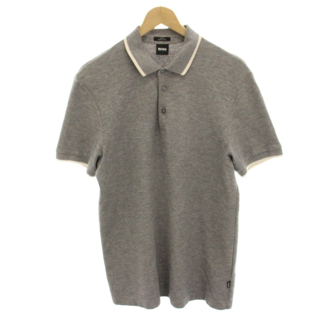 ヒューゴボス HUGO BOSS ポロニット カットソー 半袖 M グレー /HN
