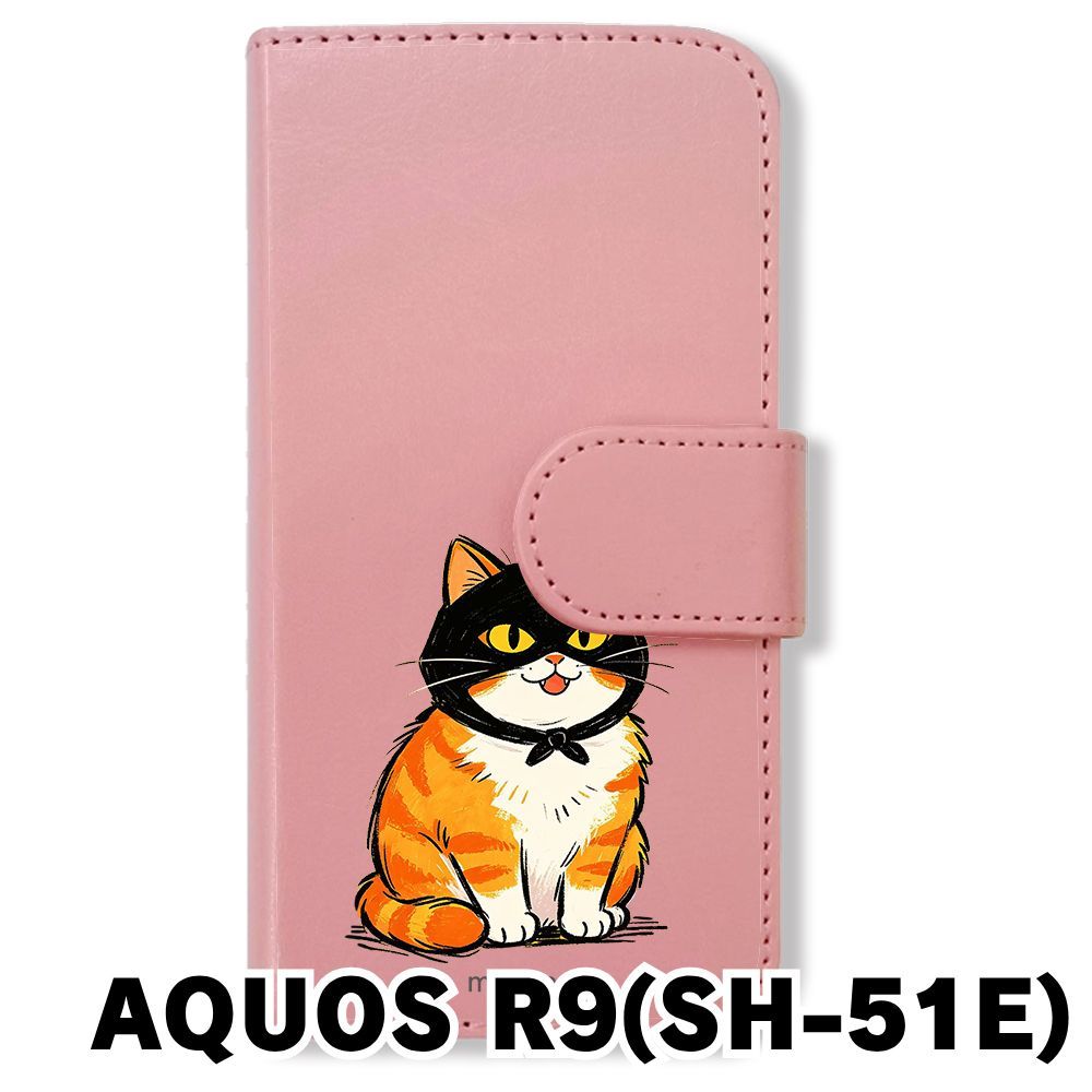 新品未使用】 AQUOS R9 SH-51E 手帳型スマホ ケース (色：ピンク×怪盗