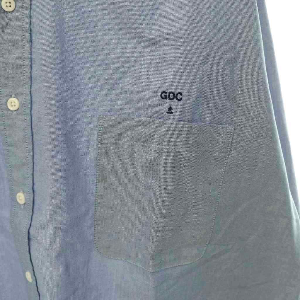ジーディーシー GDC oxford shirt オックスフォード シャツ BD ボタンダウン ロゴ刺繍 長袖 XL ライトブルー /HS ■OS ■AD