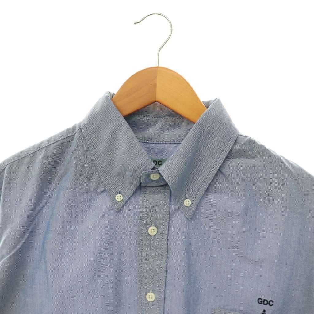 ジーディーシー GDC oxford shirt オックスフォード シャツ BD ボタンダウン ロゴ刺繍 長袖 XL ライトブルー /HS ■OS ■AD
