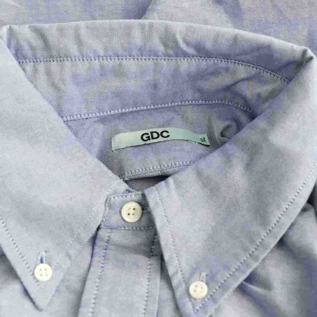 ジーディーシー GDC oxford shirt オックスフォード シャツ BD ボタンダウン ロゴ刺繍 長袖 XL ライトブルー /HS ■OS ■AD