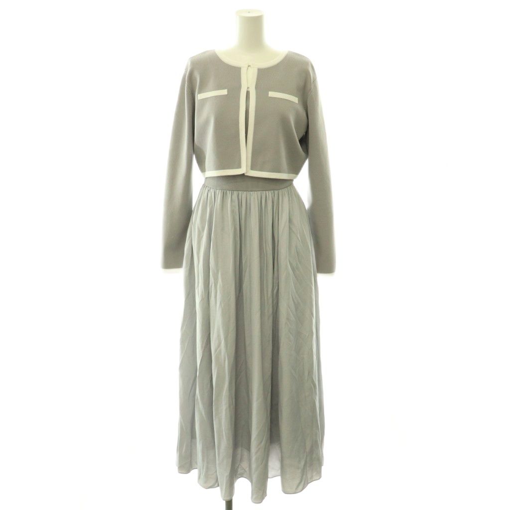 ハーリップトゥ Her lip to 25SS Bicolor Knit Dress Set ワンピース ニット カーディガン セット ノースリーブワンピース ロング S ライトグレー /HS ■OS ■SH